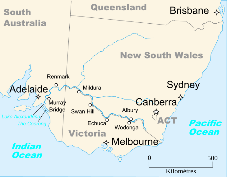 Labeled Australia Map Murray River