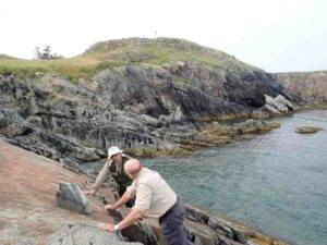 Geobiologist Shuhai Xiao (at left) and colleague in the field in Canada. Photo courtesy of Danielle Fitzgerald.