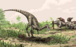 An artist’s illustration of Nyasasaurus, which could be the earliest known dinosaur, or else a close relative of early dinosaurs. Credit: Mark Witton/The Trustees of the Natural History Museum, London